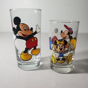 Vintage Mickey Mouse Drinking Glass Set of 2